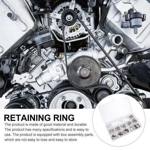 Stainless Steel Retainer Ring Set 1.5 To 15mm Must Have Clip Ring Assortment Kit For Fasteners Circlip Washers Durable Metal Retaining Clips Easy Install Versatile For Automotive And Home DIY Projects, open box