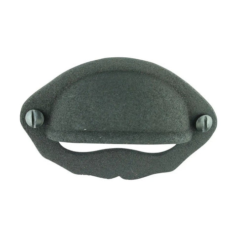 Badass Wrought Iron Cup Bin Pull Featuring Rock Solid Construction With Durable Rust Resistant Matte Black Finish Heavy Duty Kitchen Cabinet Knobs And Drawer Hardware Five Pack - 3x2in black iron design.