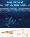 Diagram showing TFmini Plus LiDAR Sensor Module for drones and robots, illustrating 0.1-12m range and features like IP65 enclosure.