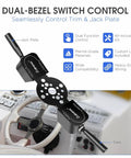Dual Trim and Jack Plate Switch With Fingertip Blinker Style Bezel Control for Seastar Hydraulic Steering shown in marine setup
