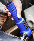 Heavy Duty Pneumatic 1/2 Inch Right Angle Impact Wrench Workhorse handle gripped in hand, showing solid steel design for tight auto repairs.