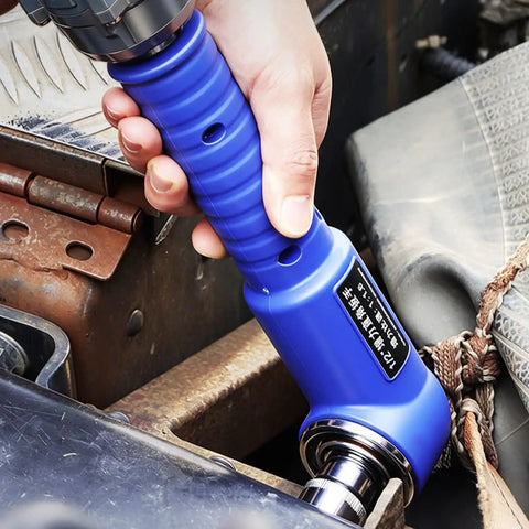 Heavy Duty Pneumatic 1/2 Inch Right Angle Impact Wrench Workhorse handle gripped in hand, showing solid steel design for tight auto repairs.