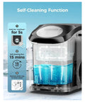 Self-cleaning feature instructions for Top Shelf Countertop Nugget Ice Maker With Hassle Free Self Cleaning And Travel Ready Design For Chilling Sodas Smoothies And Cocktails Fast Enough To Handle Weekend Hangouts.
