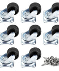 1 Inch Diameter Swivel Caster Wheels With Rubber Base And Rectangle Top Plate Bearing Heavy Duty 8 Pack Load Capacity 20 Kg Each Ideal For Furniture Equipment Carts Cabinets And Industrial Use