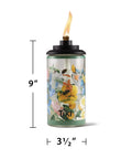 Wildflower Glass Outdoor Torches 2-Pack, 65-Inch Easy Install Patio Backyard Lighting with multi-color glass flame design