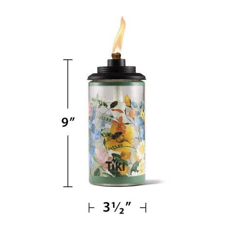 Wildflower Glass Outdoor Torches 2-Pack, 65-Inch Easy Install Patio Backyard Lighting with multi-color glass flame design