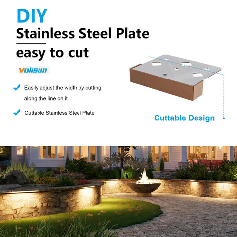 Eight Pack 4 Inch Retaining Wall Lights Waterproof LED Hardscape Lighting Cuttable Low Voltage Landscape Lighting 12V Paver Lights 1.5W Outdoor Step Lights 2700K Soft White ETL Listed with stainless steel plate