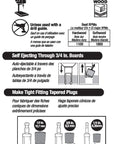 Instructional image for Heavy Duty Steel Tapered Wood Plug Cutter Set With Quick Change Hex Shafts, showing sizes and uses.