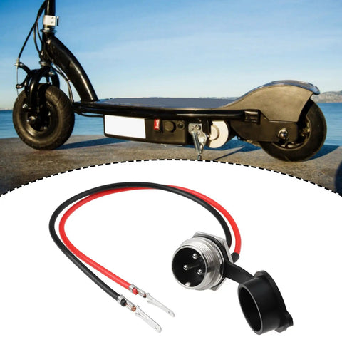 3 Pin 2 Wire Electric Scooter Battery Charger Port Female Plug For 12V 24V 36V Systems Compatible With Razor E100 E125 E500S PR200 Scooters And Quad Bikes Durable Connector For Quick Home Or Shop Charging No Fuss
