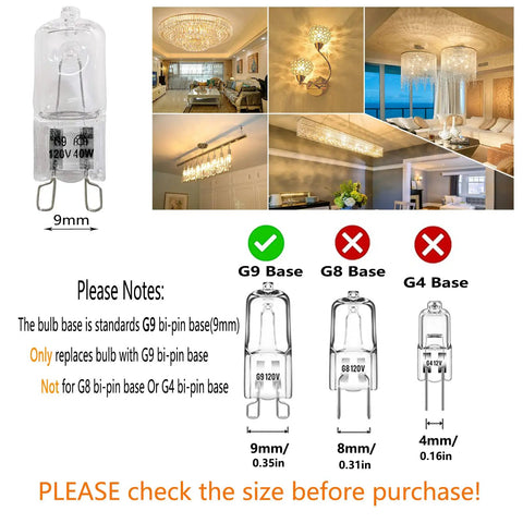 G9 120V 40W Xenon Light Bulb Warm White 2700K Dimmable 2 Pin JC T4 Base for Microwave Ovens Chandeliers 12 Pack High CRI