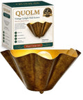 QUOLM Vintage Bronze Wall Sconce, Scalloped Uplight Wall Lamp, E26 with fan-shaped bowl shade and box packaging