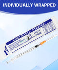 1 Milliliter Syringe Set, 25 Gauge 1 Inch, 100 Pack, Individually Sealed, Clear Measurement Scale, Smooth Plunger, Leak Proof, Ideal for Lab, Industrial, and Home Tasks in wrapped pouch