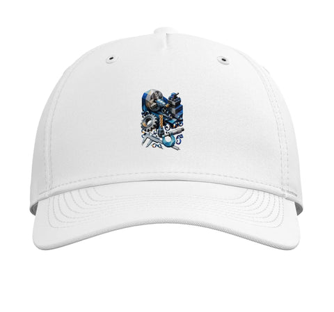 Cool Machinist CNC Tool Vise Gauge Square Set Edge Hat, White Adjustable Five Panel Structured Baseball Cap with gear design.