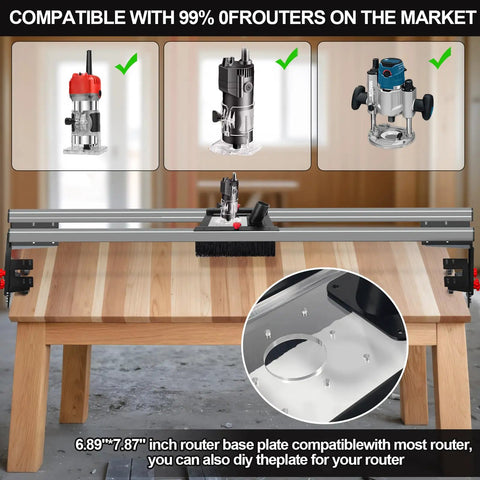 Dust Collection Hood For Slab Flattening Router Slide And Skid Captures 95 Percent Of Wood Dust displayed on wooden table