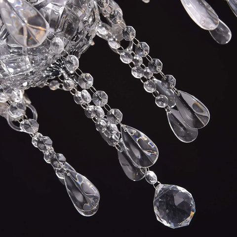 Close-up of clear glass drops on Dope Modern 12 Light K9 Crystal Chandelier Pendant Ceiling Light in European Style