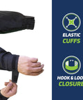 Hi Vis Reflective Bomber Jacket For Men With Two Inch Reflective Strips, ANSI Class 3 Type R with elastic cuffs and hook & loop closure