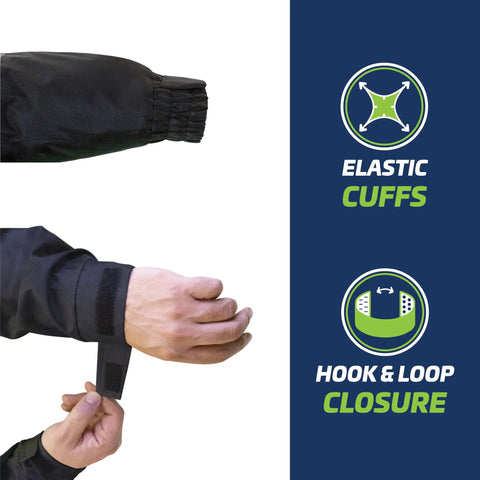 Hi Vis Reflective Bomber Jacket For Men With Two Inch Reflective Strips, ANSI Class 3 Type R with elastic cuffs and hook & loop closure