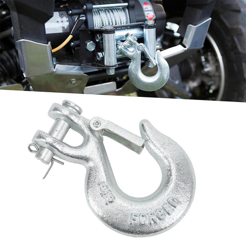 Set Of 2 1/4 Inch Safety Chain Hooks, Beefy 12,600 Lbs Forged Steel Clevis Slip Hooks With Safety Latch, Tow Winch Hook for Trucks
