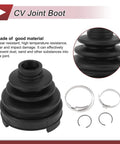 CV Joint Boot Kit Direct Fit For Nissan Murano 2009 To 2014 And Nissan Quest 2011 To 2017 Inner Constant Velocity Boot With Clamps And C Type Buckle Black Rubber Ready To Install, black rubber boot and clamps