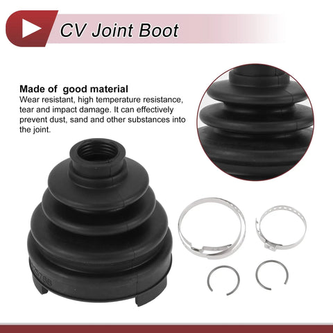 CV Joint Boot Kit Direct Fit For Nissan Murano 2009 To 2014 And Nissan Quest 2011 To 2017 Inner Constant Velocity Boot With Clamps And C Type Buckle Black Rubber Ready To Install, black rubber boot and clamps