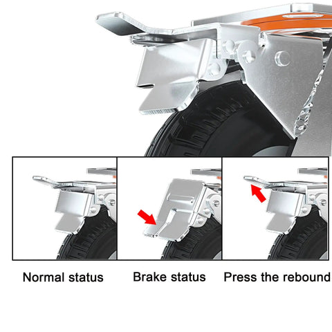 Beefy Heavy Duty Caster Wheels Top Plate Swivel Casters Brake Status and Lever for Furniture and Workbenches Quiet Rolling