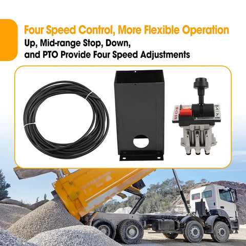 Beefed Up Dual Valve Air Control System For Truck Tipper Dump Pumps, Precise Hydraulic Flow With Kickout, Console Tower, Four Gear Settings, Air Tube Kit, And Smart Auto Decoupling PTO For Smooth Lifting And Efficient Load Handling