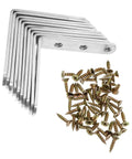 Pack of stainless steel L shaped corner bracket for furniture fixing with screws, heavy duty 90 degree angle plate bracket.