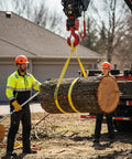 Heavy Duty Flat Eye To Eye Polyester Web Sling 1 Inch Wide By 2 Foot Long For Lifting And Rigging used to hoist a tree log
