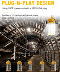 Ultra Bright LED Temporary Work Light 150W 5000K Daylight White, 19,500 Lumens for outdoor construction lighting display.
