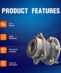 Rear Wheel Bearing Hub Assembly With ABS For Subarus And More, 5 Lug, Direct Fit Replacement product features displayed