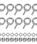10 Pack M6 Eye Bolts With Nuts Stainless Steel 304 Beefy Heavy Duty Eyebolts For Lifting Rigging And Hanging Projects Closed Loop Eye Bolt With Screw Thread 0.22 Inch 0.55 Inch Shank Ring Shoulder Design displayed in a grid.