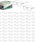 Heavy Duty 72 Pack Safety Glasses With Side Shields And Rock Solid Ansi Z87 Plus Certification For Top Tier Eye Protection On Construction Sites featuring clear lenses and bulk packaging.