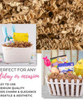 Crinkle Cut Paper Shred Filler 1Lb Kraft For Gift Packaging Protective And Decorative Void Fill detail with Easter baskets.