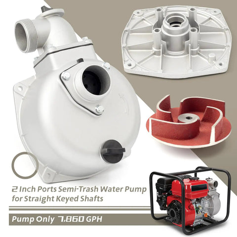 2 Inch Semi Trash Water Pump For Straight Keyed Shafts Replacement For Predator 212cc Clear Water Pump With 2 Inch Ports
