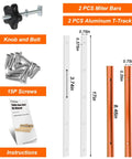 Crosscut Sled Kit For Table Saws With Two Aluminum T Track And Two UHMW Miter Bars Knob And Bolt And Screws For Woodworking DIY
