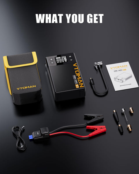 All In One Jump Starter With Air Compressor Tire Inflator Portable Power Pack And Lithium Jump Box For Cars Up To 8.5L Gas Or 6L Diesel 150 PSI 12V Booster Emergency Charger Be Ready On The Road