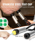 Hands Free Goat Milking Machine With 12 L Stainless Steel Bucket showing silicone tubes and teat cups