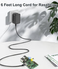Power Supply 5V 3A Micro USB AC Adapter With A Beefy 6 Feet Cord For Pi 3 Model B B Plus 2 Model B A A Plus Zero And Android Tablets