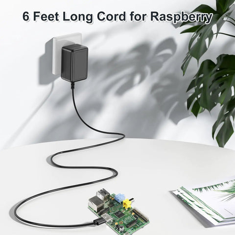 Power Supply 5V 3A Micro USB AC Adapter With A Beefy 6 Feet Cord For Pi 3 Model B B Plus 2 Model B A A Plus Zero And Android Tablets