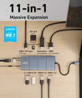 11-In-1 USB-C Docking Hub For Laptops With Dual 4K Monitors, 10Gbps USB-C And USB-A Data Ports, 4K HDMI And DisplayPort installed