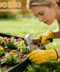 Person installing 4 Inch Tall Landscape Edging Kit With 132 Feet Of No Dig Plastic Border, 120 Spikes, Garden Lawn Border