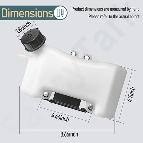 Fuel Gas Tank Kit Three Tab Style Compatible With E43 MC43 MC43E MC33 MC440 Mini Tiller Cultivator Replace dimensions