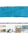 No Fuss Heavy Duty Folding Clothes Storage Bin With Sturdy Handles And Smart Compartments For Bed Sheets Blankets And Closets in blue, flat and spacious for easy storage.