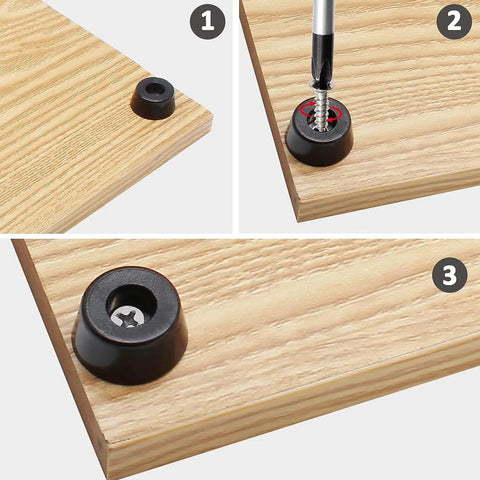 Installation steps for Heavy Duty Round Rubber Furniture Pads With Stainless Steel Mounting Screws Black Non Slip Table Leg Base 32X27X30Mm 12 Pack.