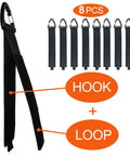Extension Cord Organizer With Carabiner 8 Pack For Garage And Shop Storage showing nylon strap and carabiner clips.