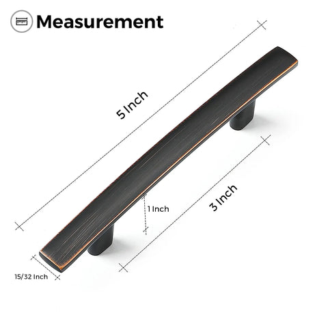 Oil Rubbed Bronze Curved Cabinet Handles Arch Drawer Pulls For Kitchen 3 Inch Hole Center measurements image