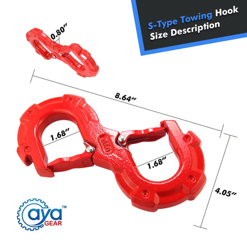 Red S Shape Integrated Winch Shackle With Quick Release For Off Road Recovery 33000 Lbs Break Strength And 11200 Lbs WLL