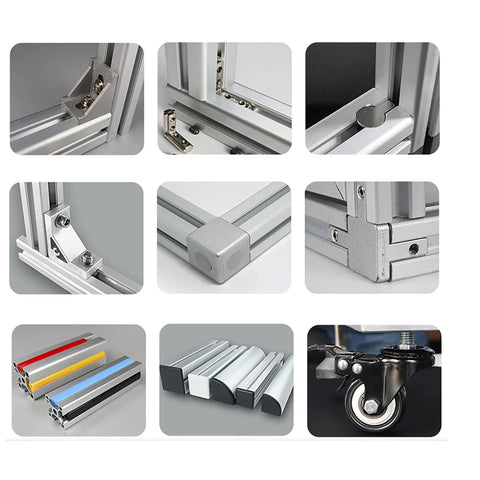 Image showing components of Straight Up Heavy Duty 30150 Aluminum Extrusion T Slot Profile 30 X 150 Mm 1340 Mm Long Black Anodized.