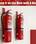 20 Pack Universal Fire Extinguisher Mounting Bracket Kit With Expansion Screws And Wall Hanger A Must Have For Cabinets Walls Or Closets Easy Access And Secure Storage showing two fire extinguishers on red wall mounts