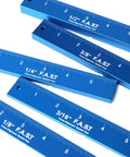 Fence Alignment Tool With Magnetic Stackable Bars For Quick Table Saw Fence Setup And Precise Blade To Fence Spacing Router Bit Height Ruler And Tooth Notch For Woodworking showing five blue magnetic bars.